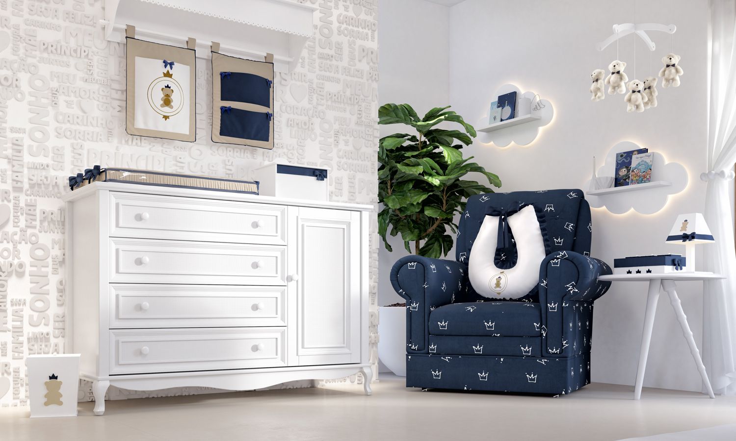 Porta Fraldas Varão Urso Teddy Realeza