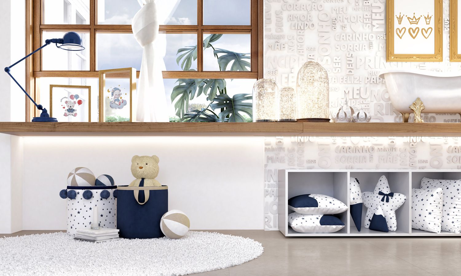 Cesto Organizador para Brinquedos Urso Teddy Realeza 35cm