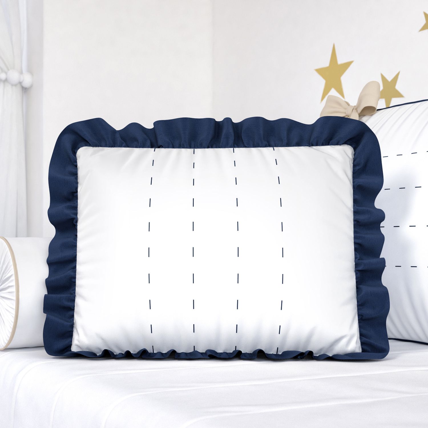 Almofada com Babado Azul Marinho 43cm