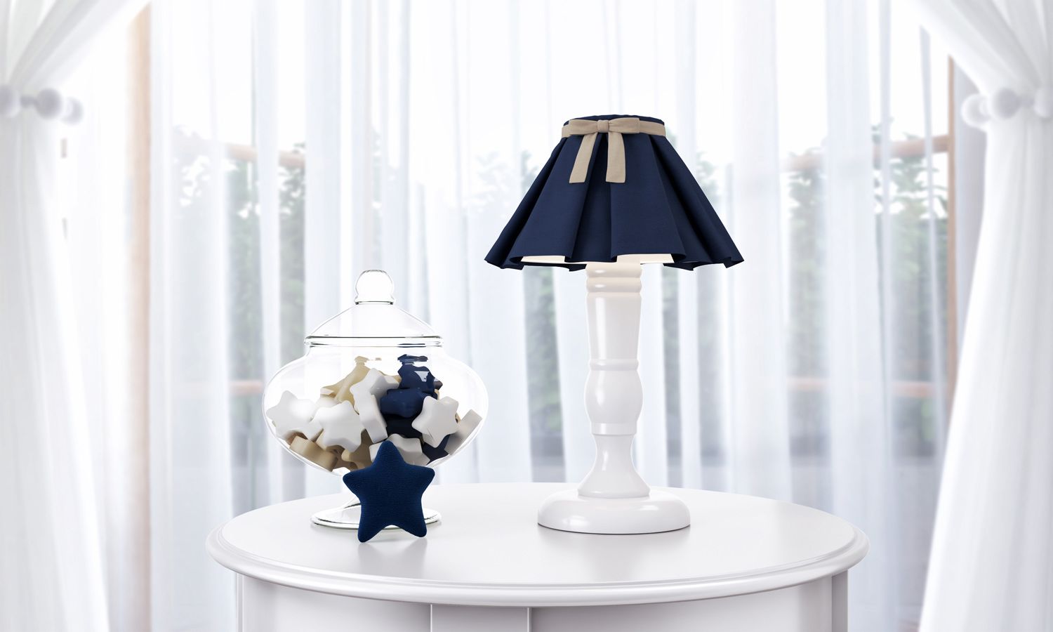 Abajur Madeira Azul Marinho