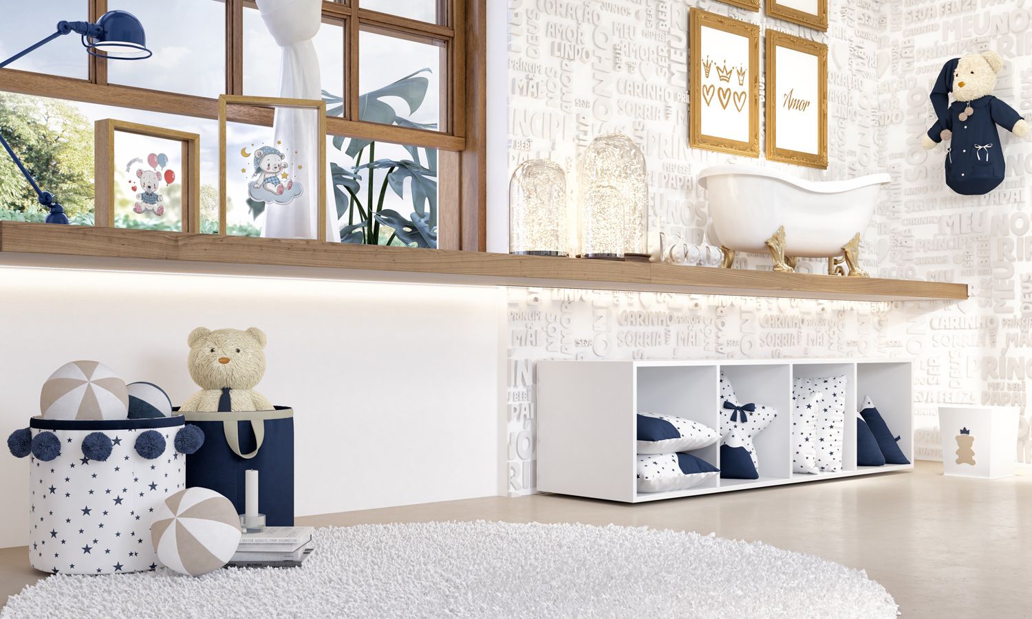 Cesto Organizador para Brinquedos Estrelas Pompom 35cm