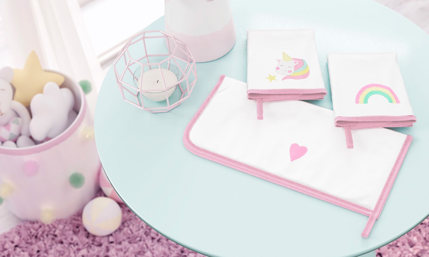 Jogo de Fraldas de Boca Malha Unicórnio