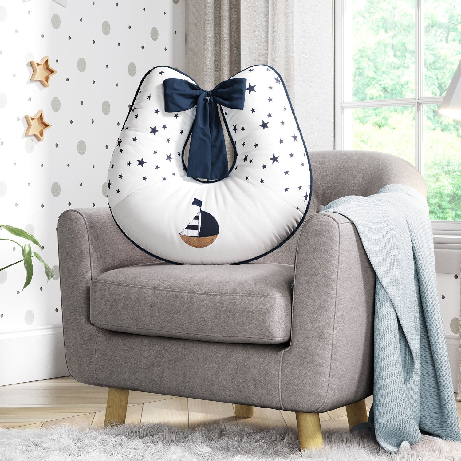 Almofada Amamentação Marinheiro Azul Marinho