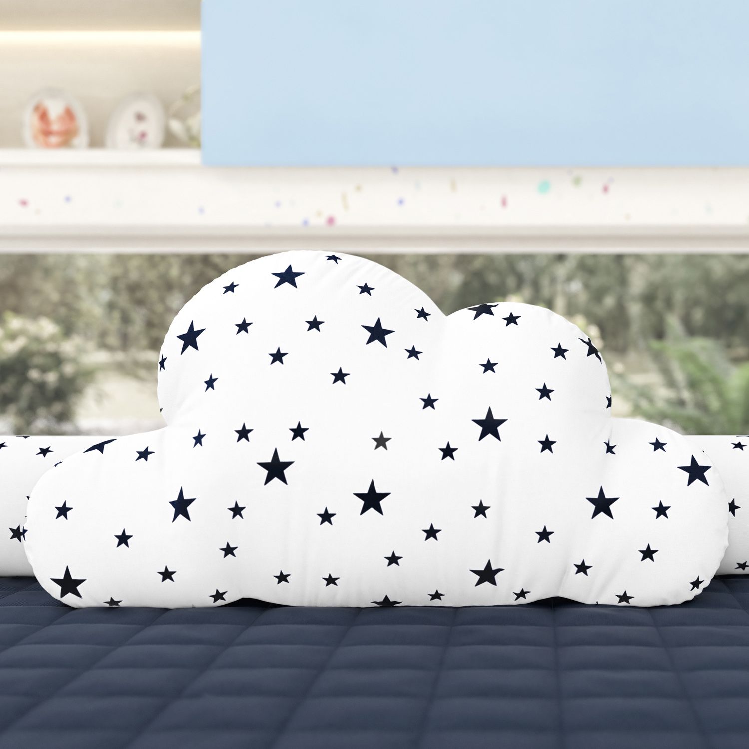 Almofada Nuvem Estrelinhas Amarelo 50cm