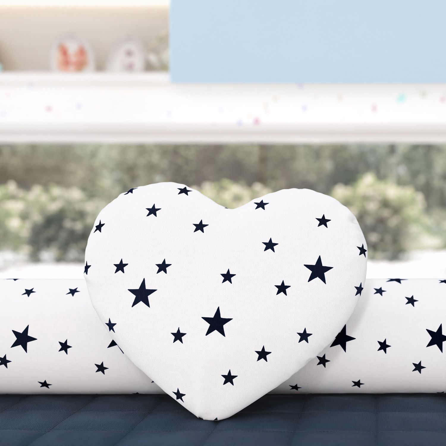 Almofada Coração Estrelinhas Amarelo 28cm