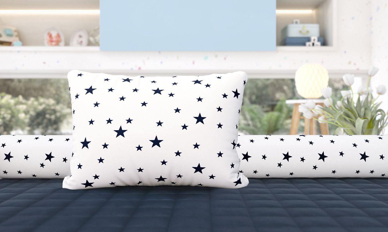 Almofada Estrelinhas Azul 43cm