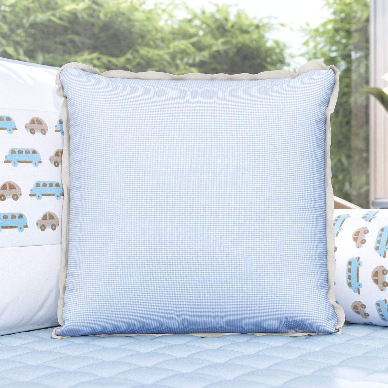 Almofada Xadrez Azul 38cm