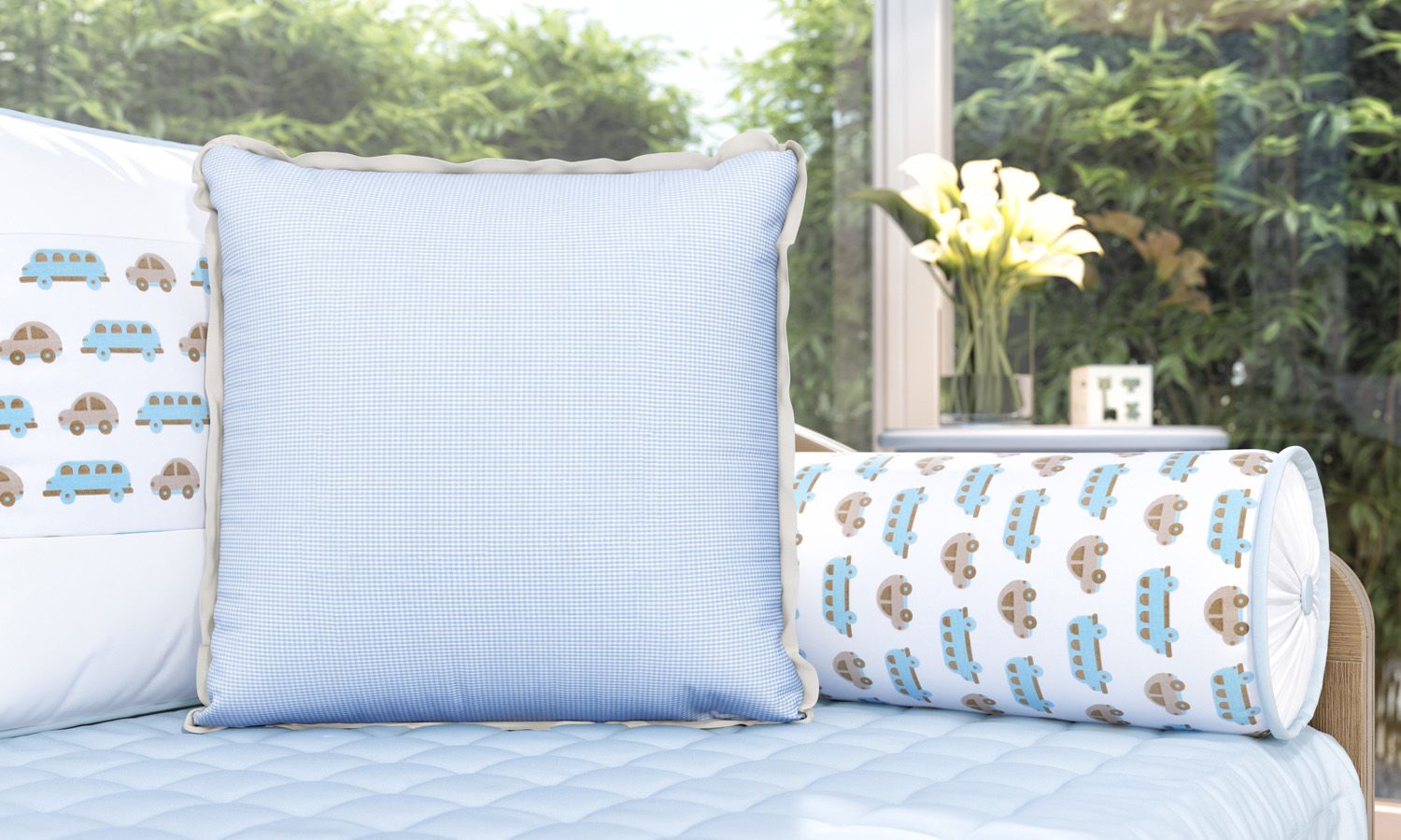 Almofada Xadrez Azul 38cm