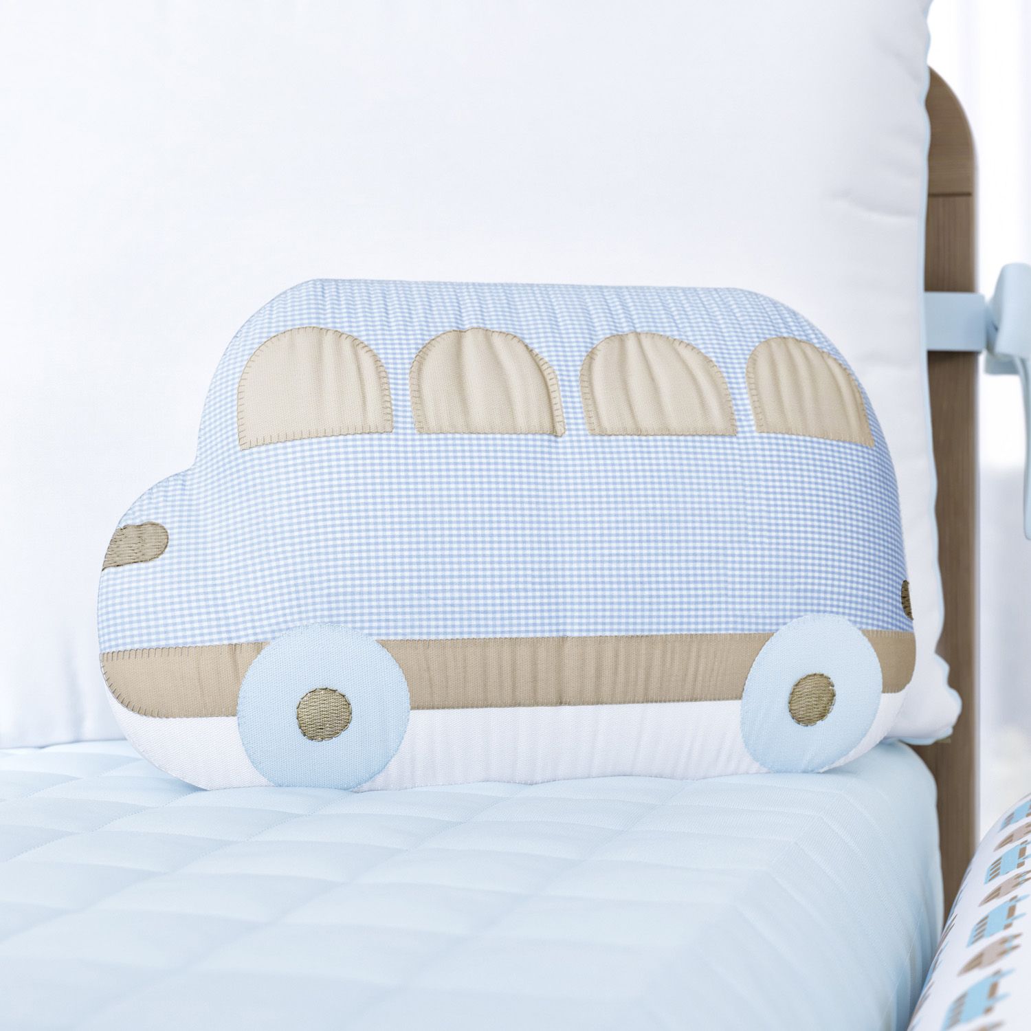 Almofada Ônibus Xadrez Azul 37cm