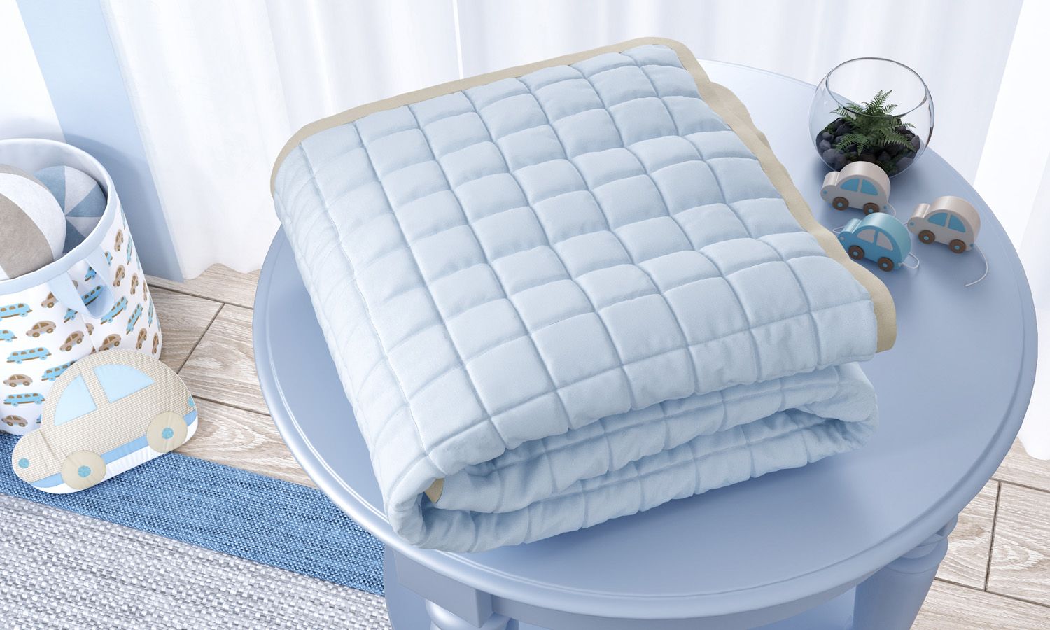 Edredom de Berço Matelado Azul/Bege