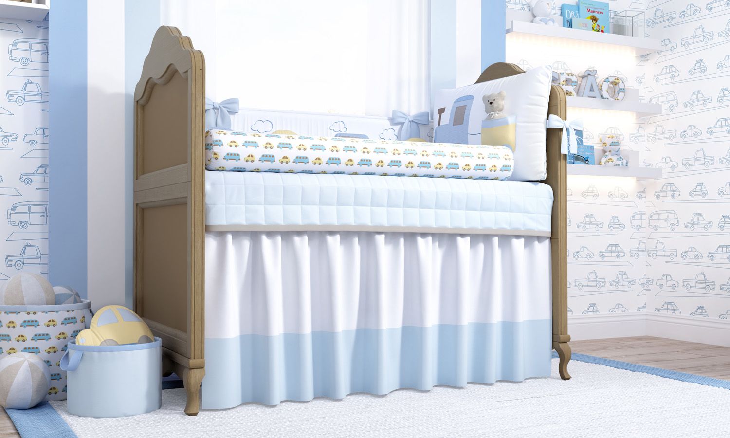 Kit Berço Carrinhos Amarelo