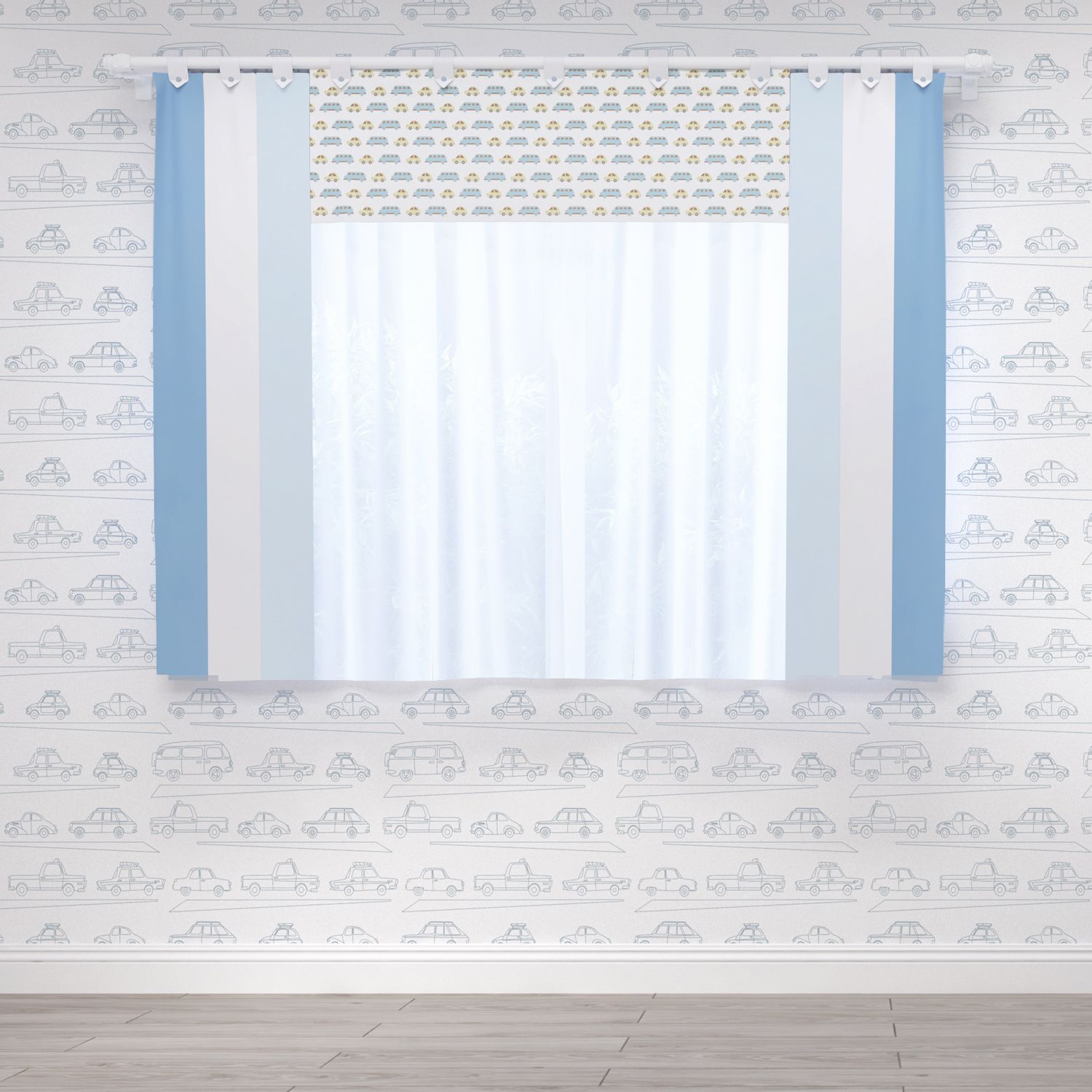 Cortina Carrinhos Amarelo 1,50m