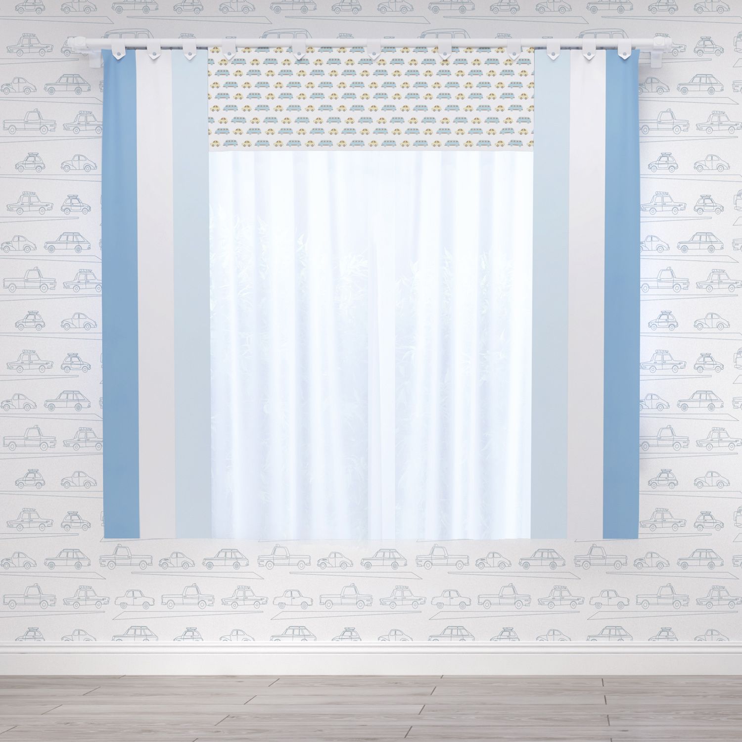 Cortina Carrinhos Amarelo 1,50m