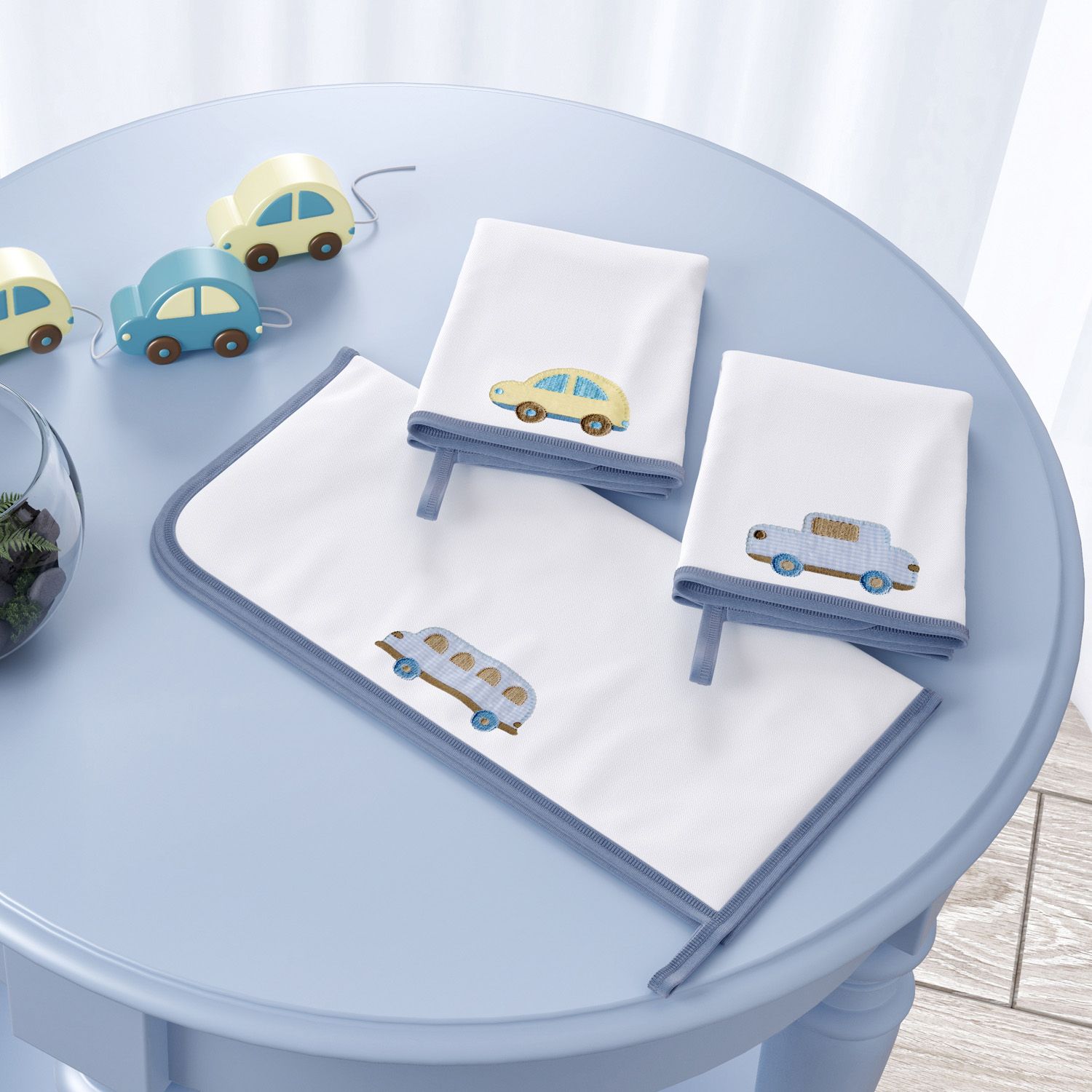 Jogo de Fraldas Boca Malha Carrinhos