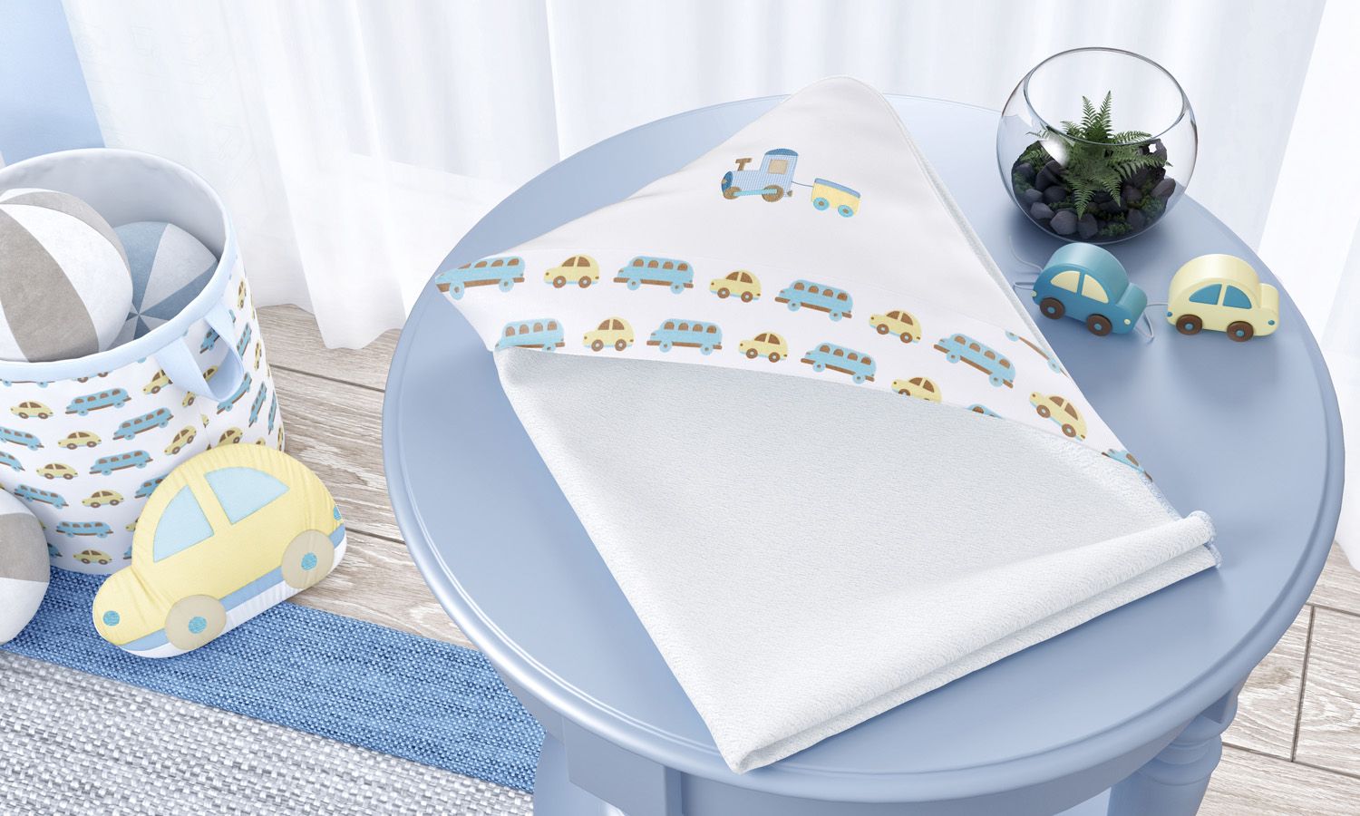 Toalha com Capuz Carrinhos