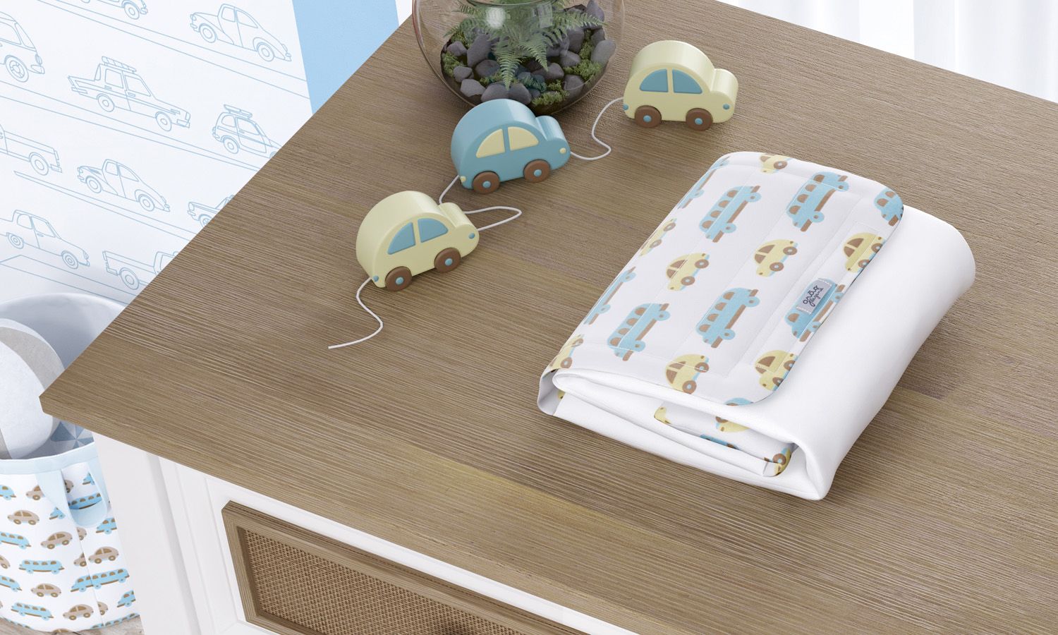 Trocador de Fraldas Portátil Carrinhos Amarelo 85x40cm - imagem 2