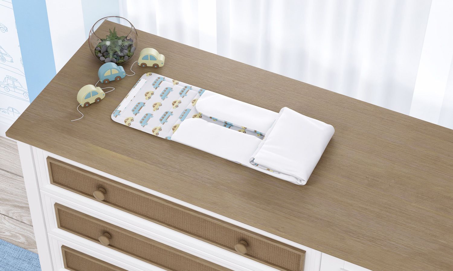 Trocador de Fraldas Portátil Carrinhos Amarelo 85x40cm — vista alternativa