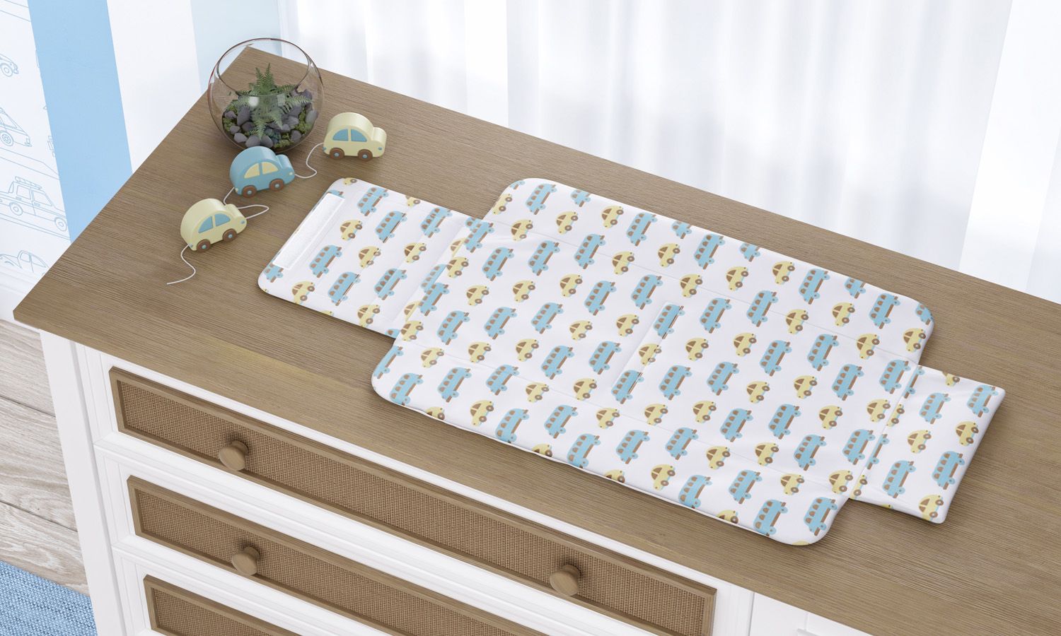 Trocador de Fraldas Portátil Carrinhos Amarelo 85x40cm - imagem 4