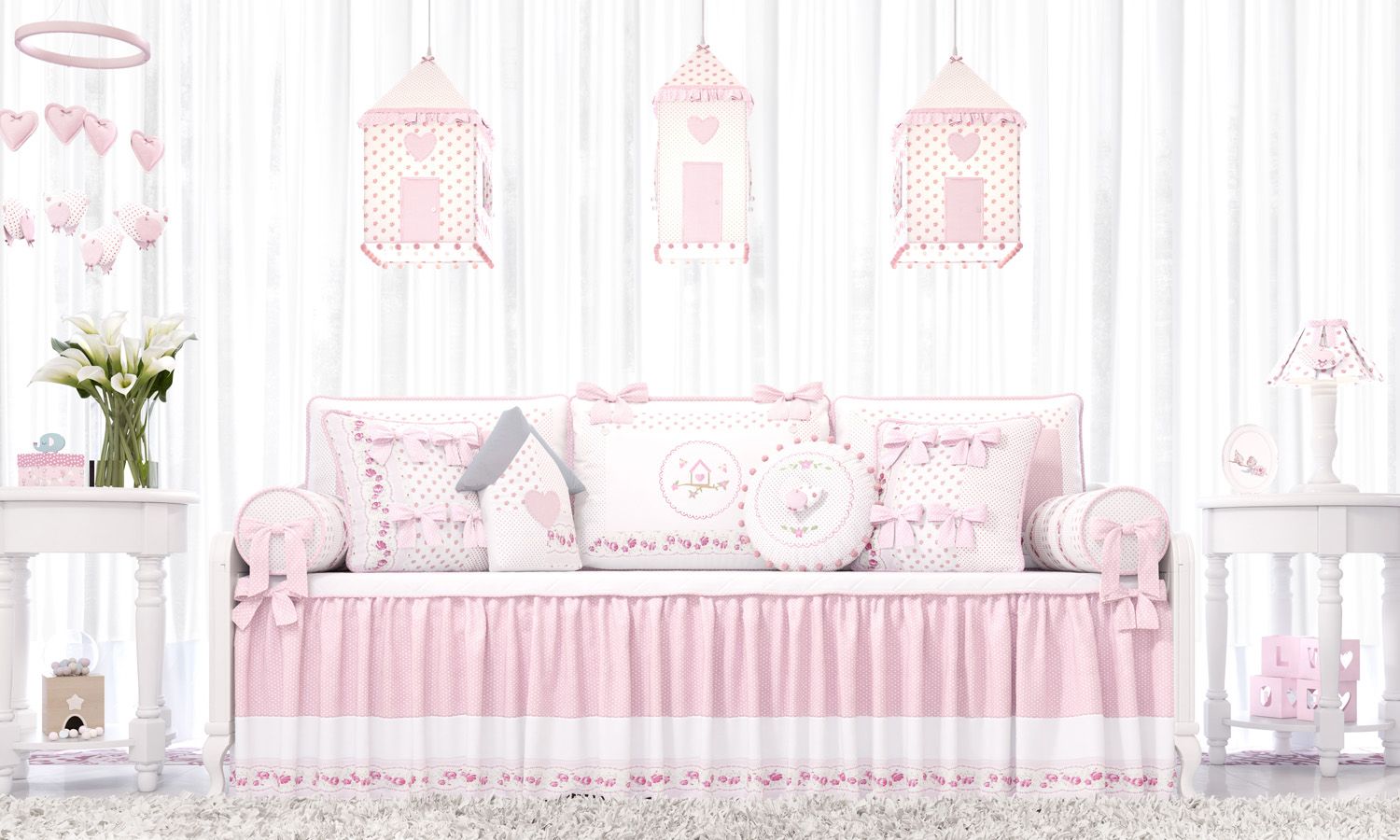 Kit Cama Babá Patchwork Rosa