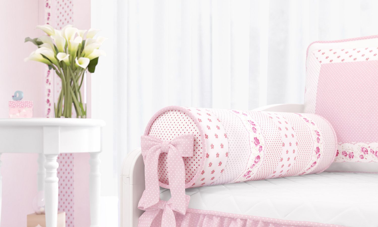 Kit Cama Babá Patchwork Rosa