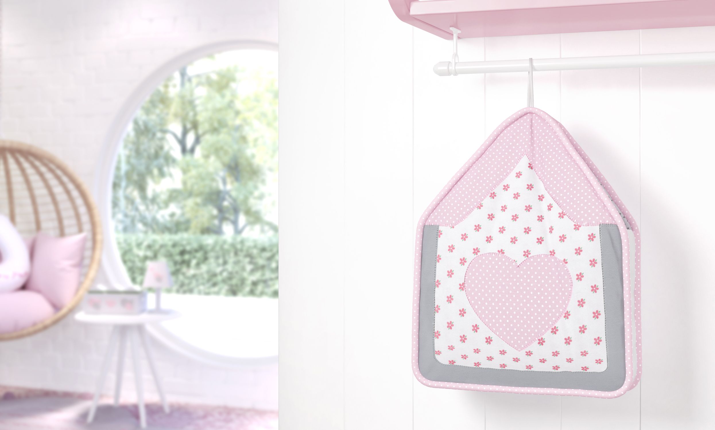 Porta Fraldas Varão Patchwork Rosa