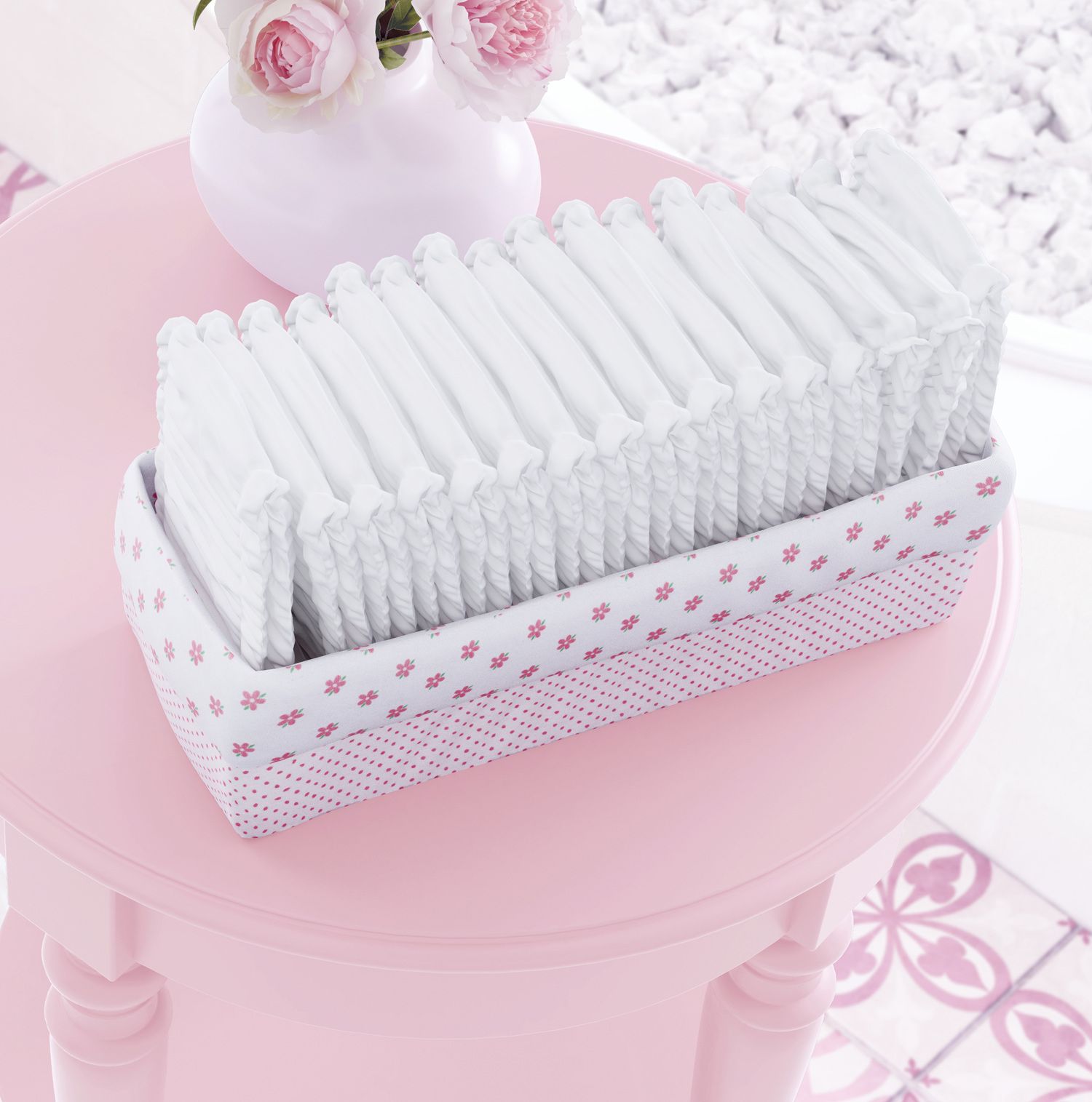 Cesto Organizador Patchwork Rosa 40cm