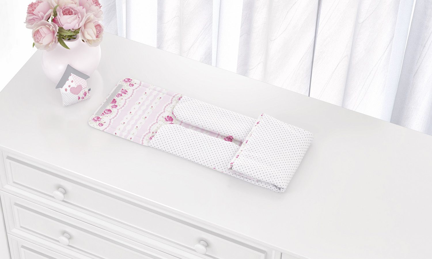Trocador de Fraldas Portátil Patchwork Rosa 85x40cm