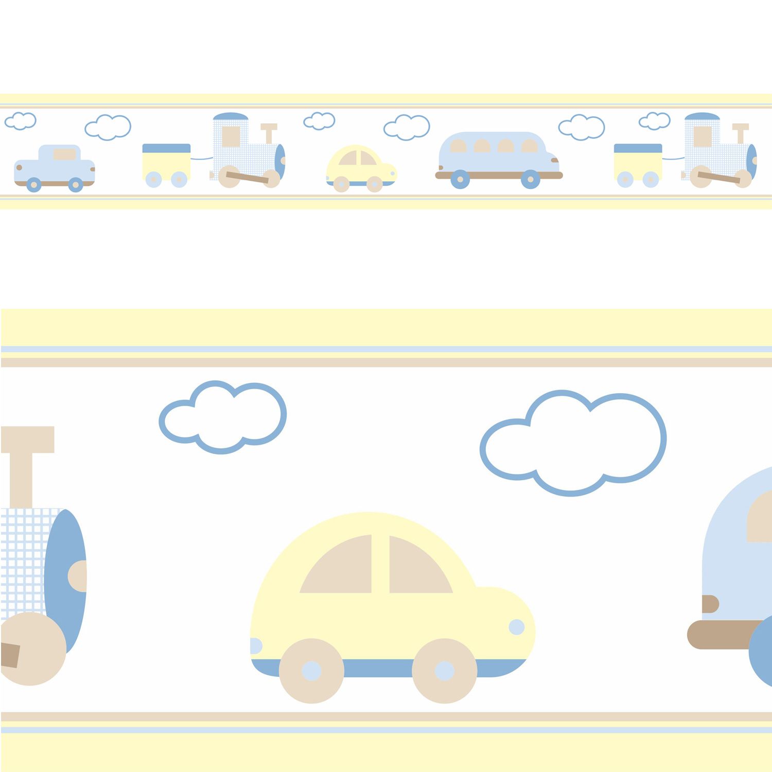 Faixa Adesiva de Parede Carrinhos Amarelo