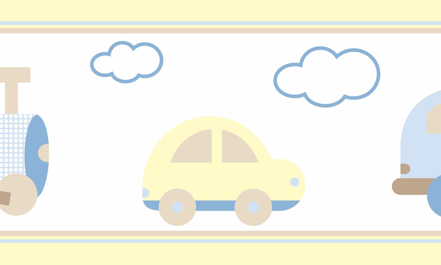 Faixa Adesiva de Parede Carrinhos Amarelo