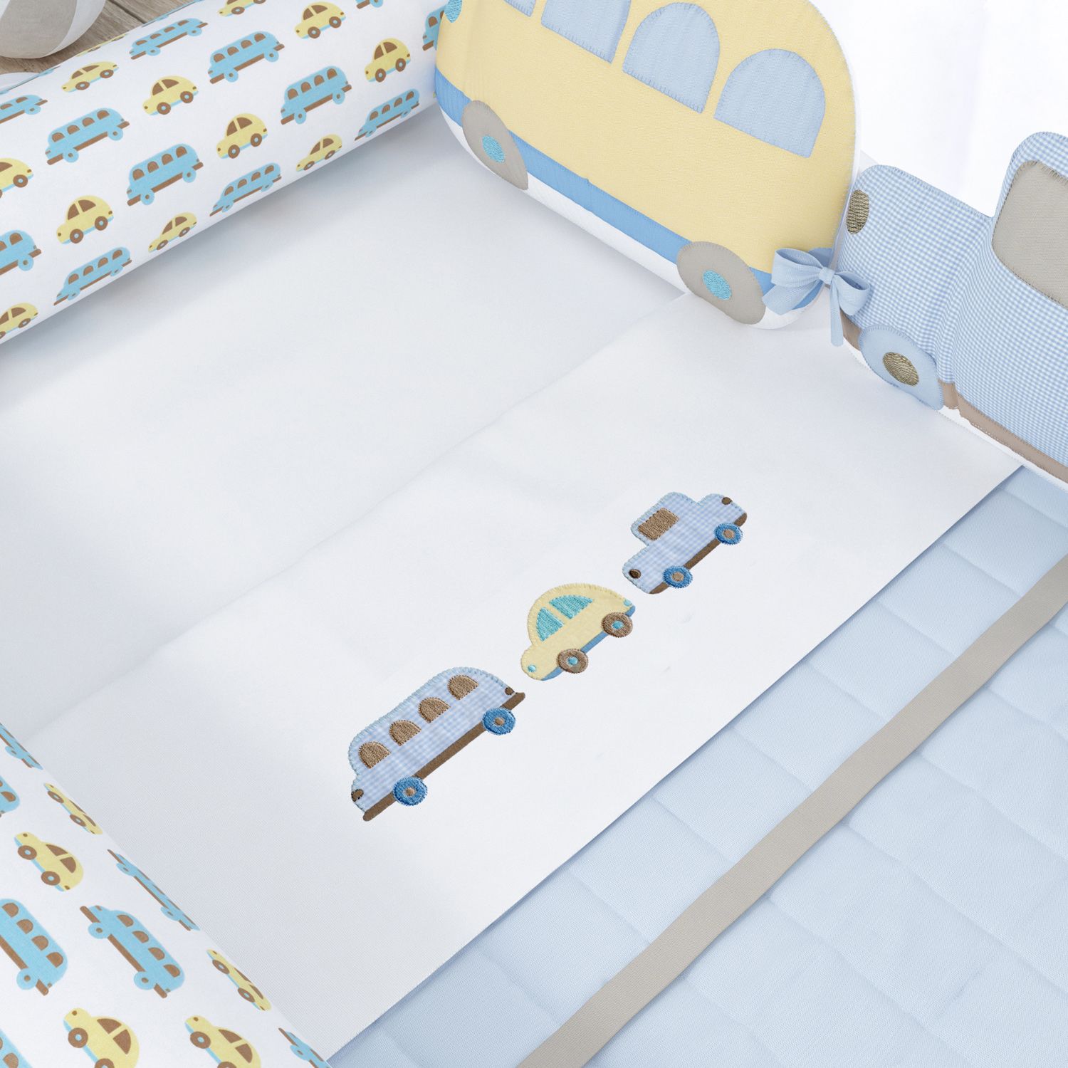 Jogo de Lençol Mini Cama Carrinhos