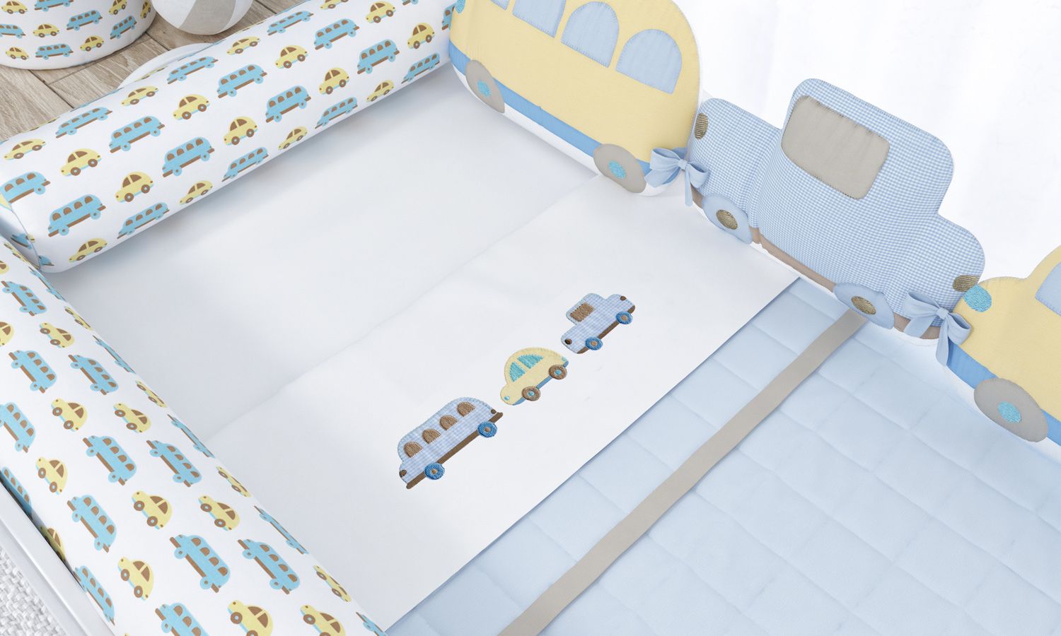 Jogo de Lençol Mini Cama Carrinhos