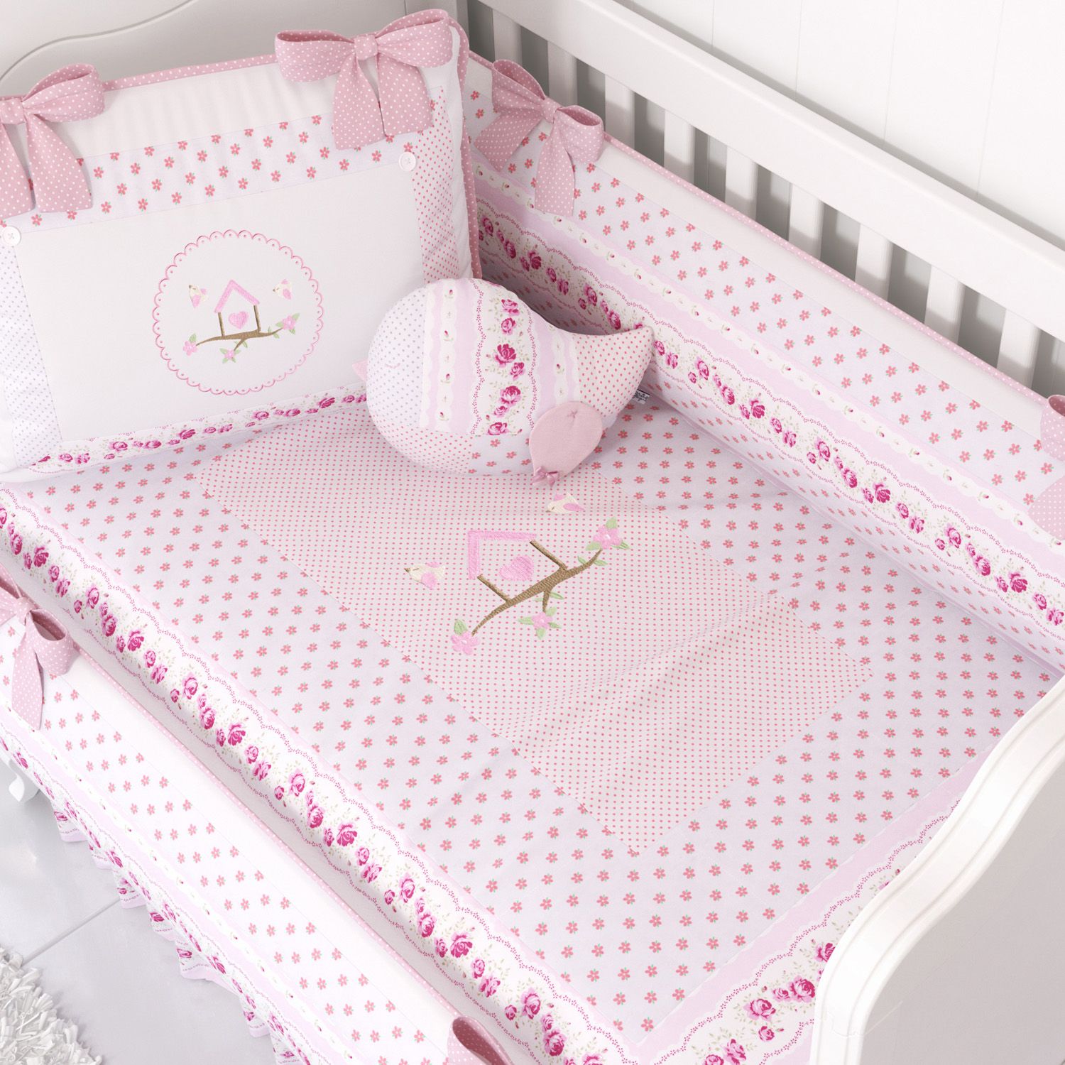 Capa para Edredom de Berço Patchwork Rosa