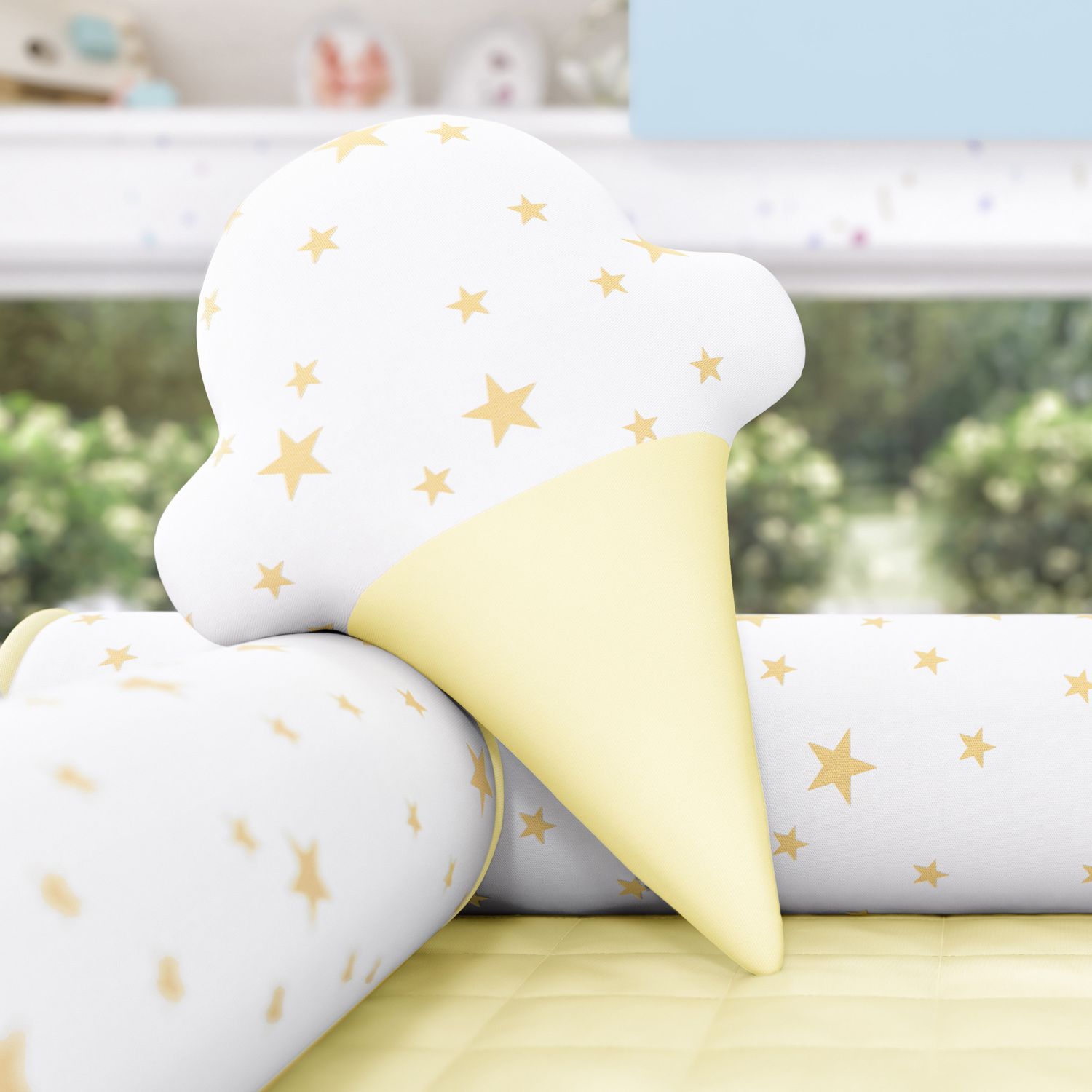 Almofada Sorvete Estrelinhas Azul Marinho