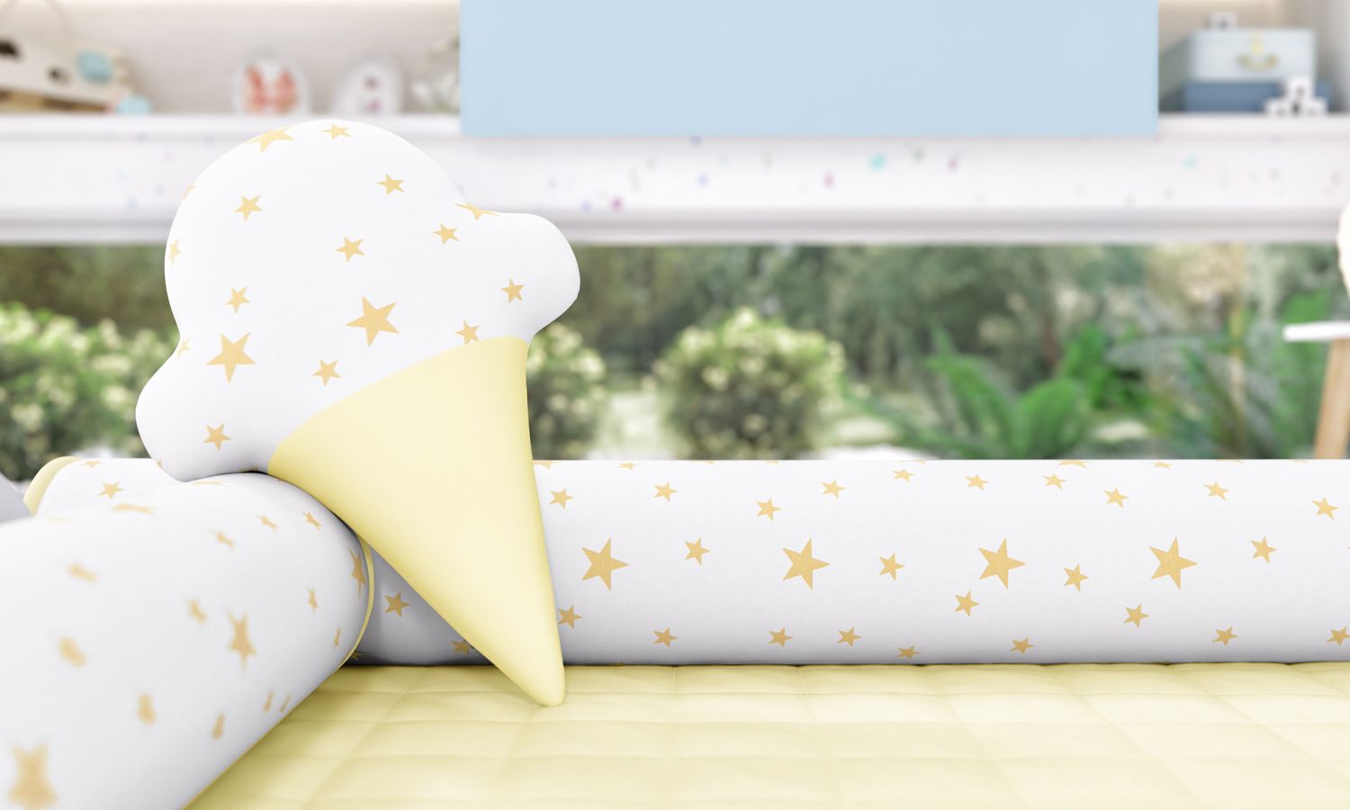 Almofada Sorvete Estrelinhas Azul Marinho