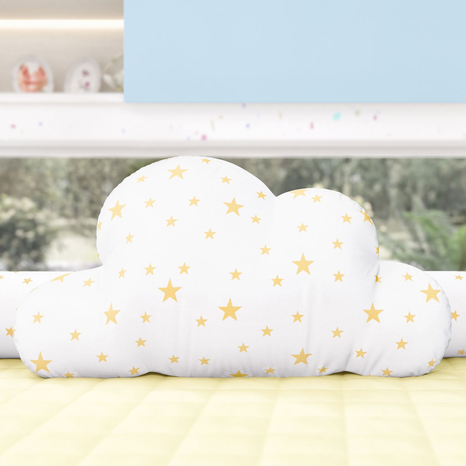 Almofada Nuvem Estrelinhas Amarelo 50cm