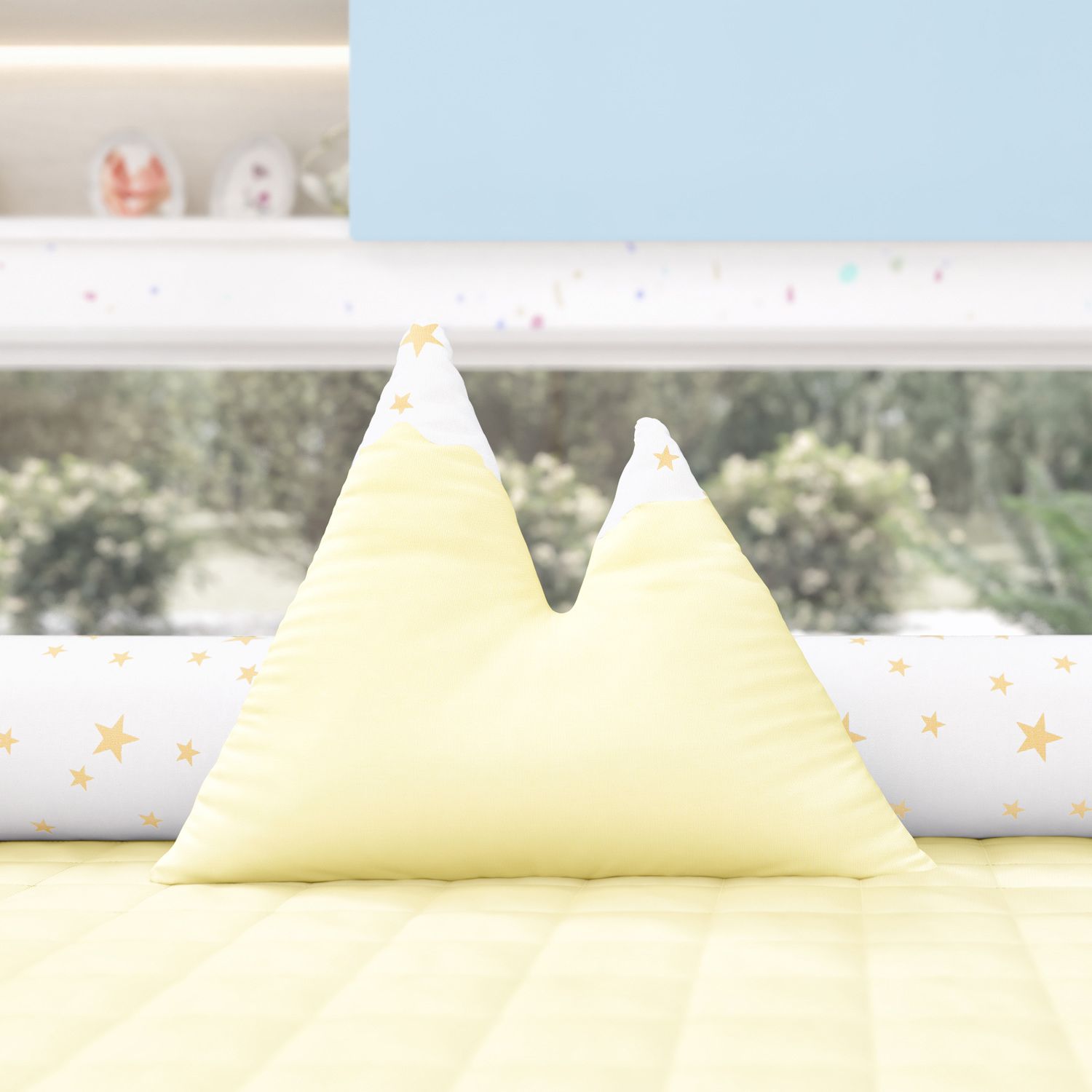 Almofada Montanhas Estrelinhas Amarelo 39cm