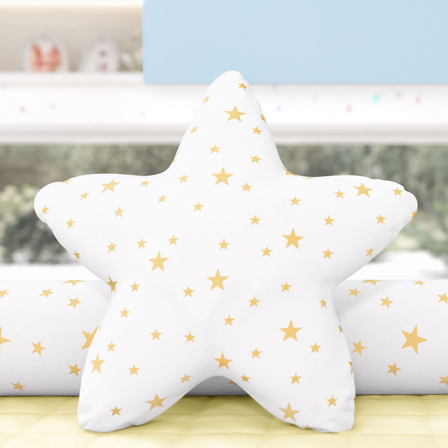 Almofada Estrela Estampada Amarelo 30cm