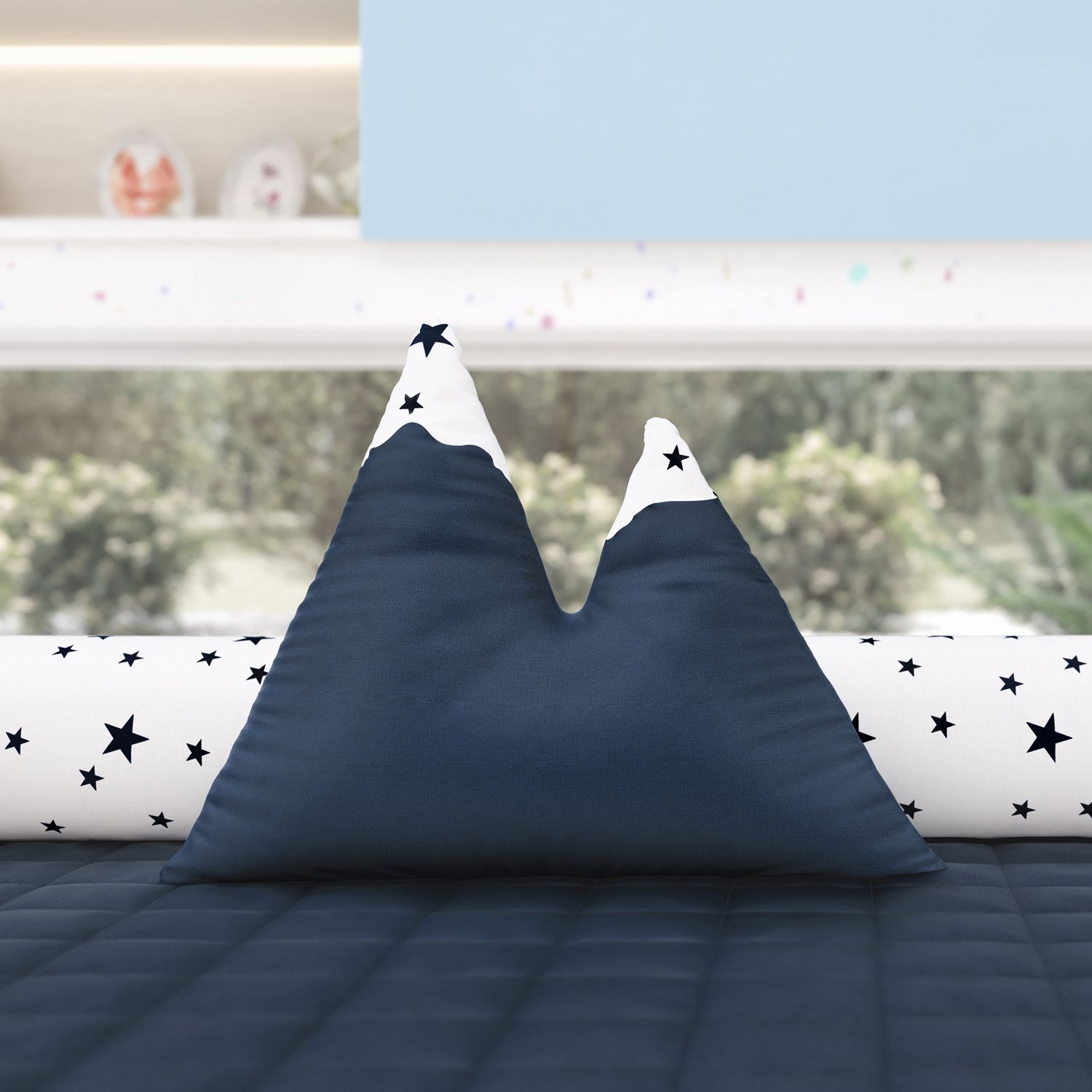 Almofada Montanhas Estrelinhas Amarelo 39cm