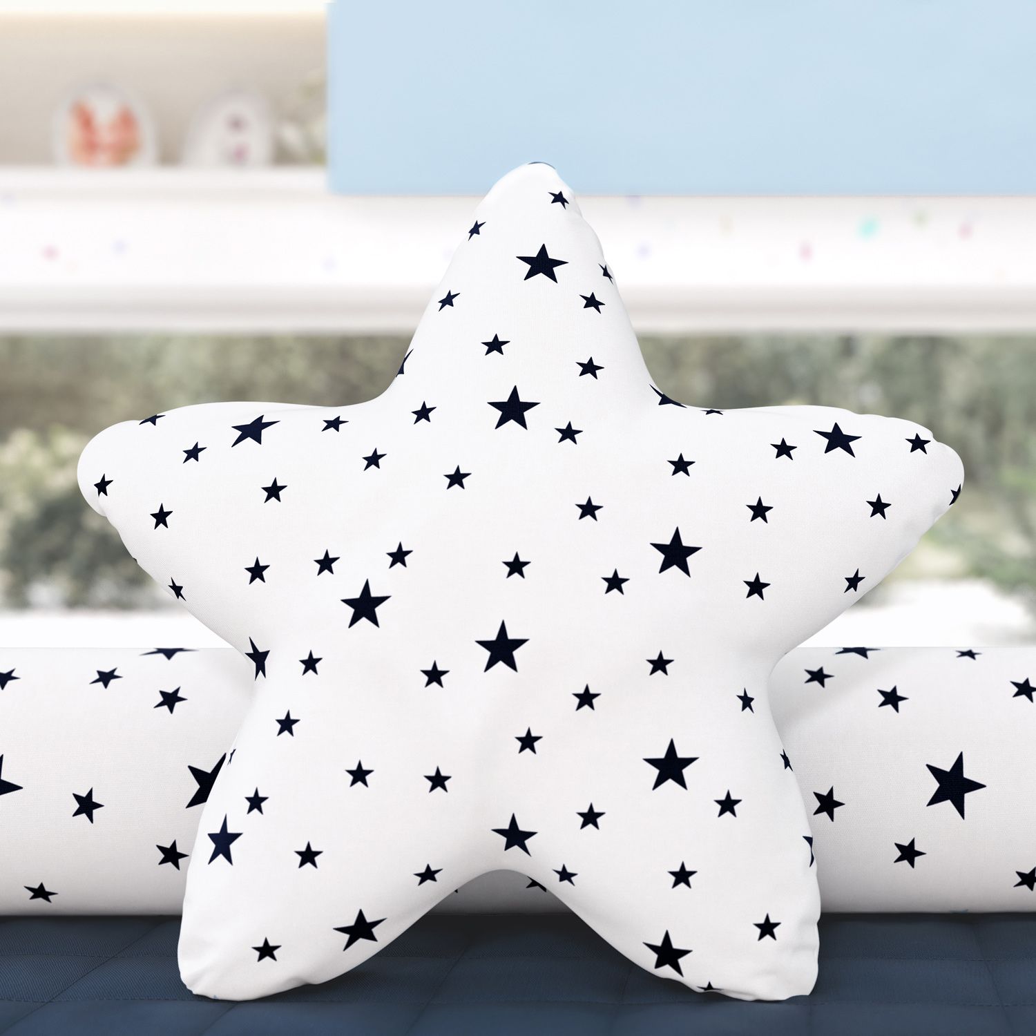 Almofada Estrela Estampada Amarelo 30cm