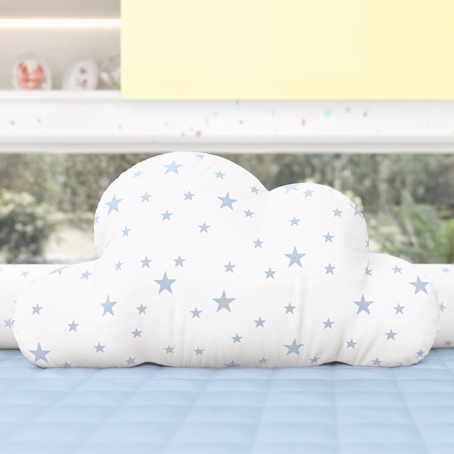 Almofada Nuvem Estrelinhas Amarelo 50cm