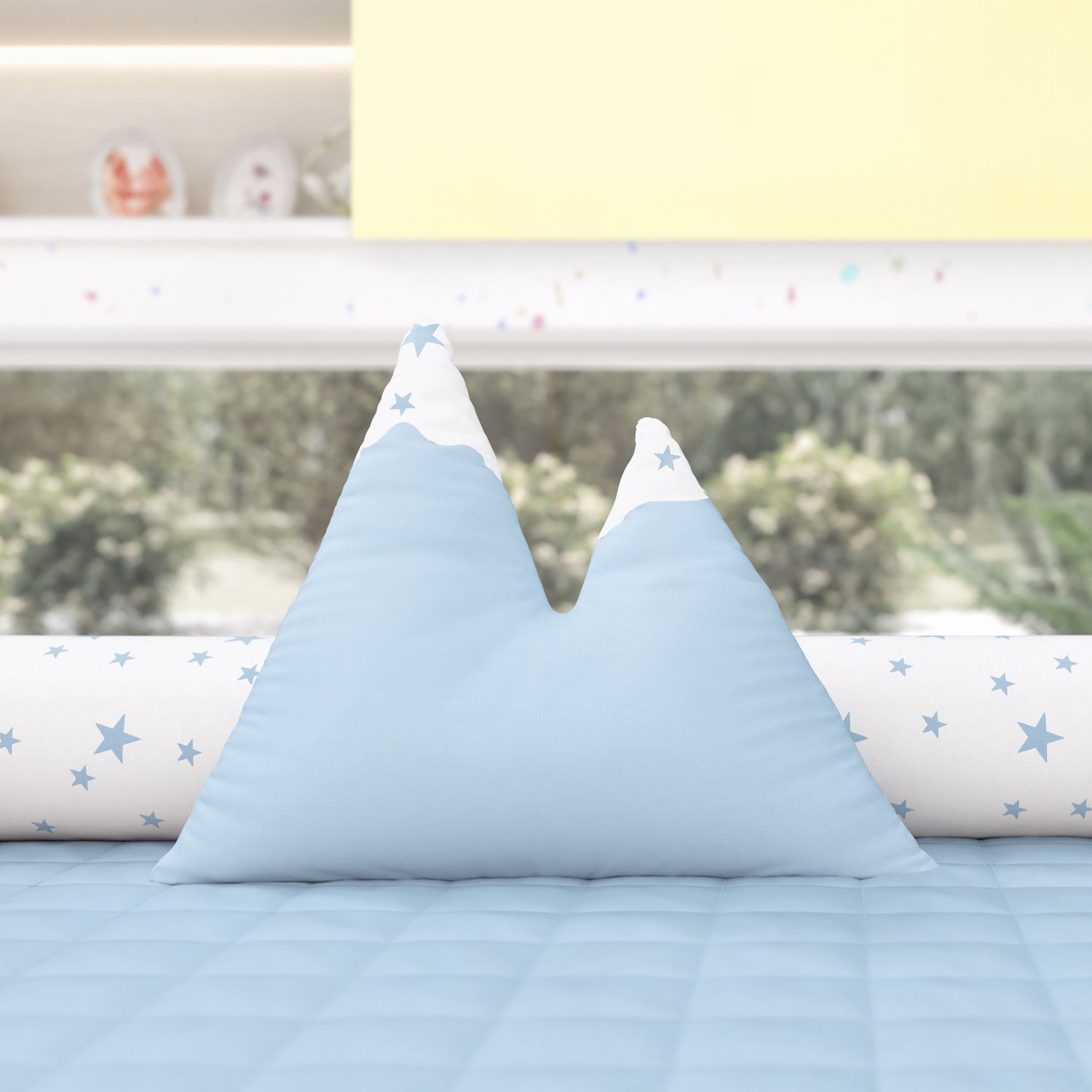 Almofada Montanhas Estrelinhas Amarelo 39cm