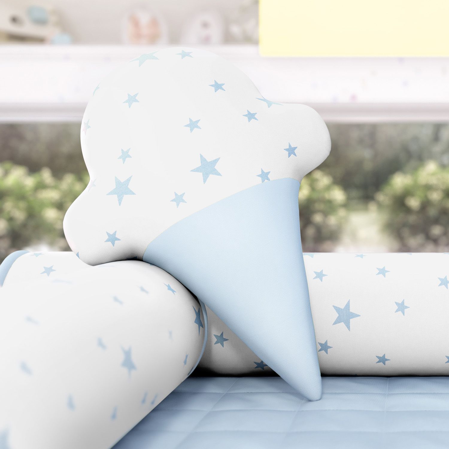 Almofada Sorvete Estrelinhas Azul Marinho
