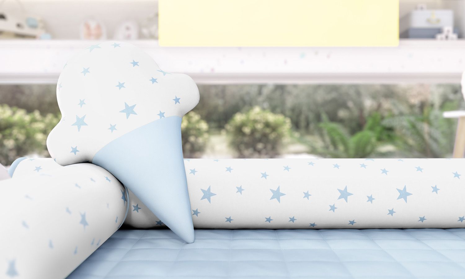 Almofada Sorvete Estrelinhas Azul Marinho