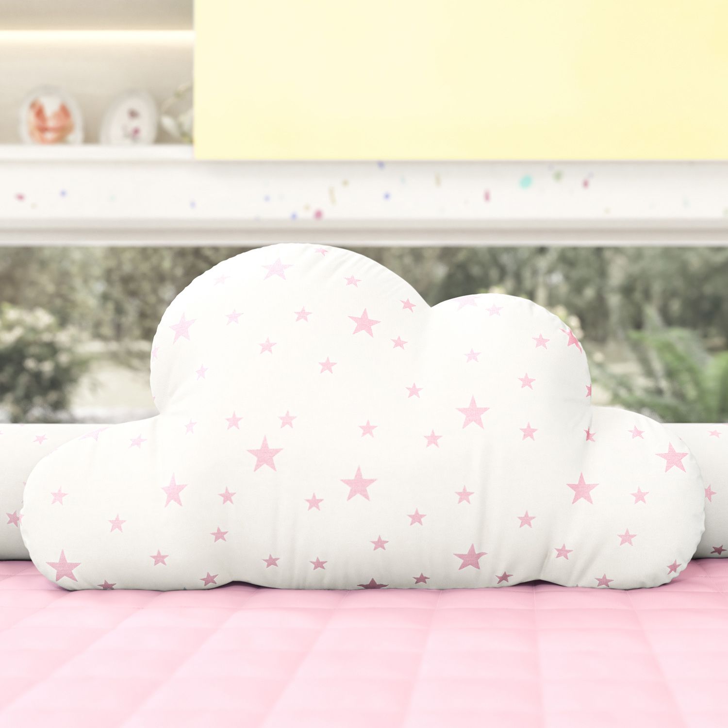 Almofada Nuvem Estrelinhas Amarelo 50cm