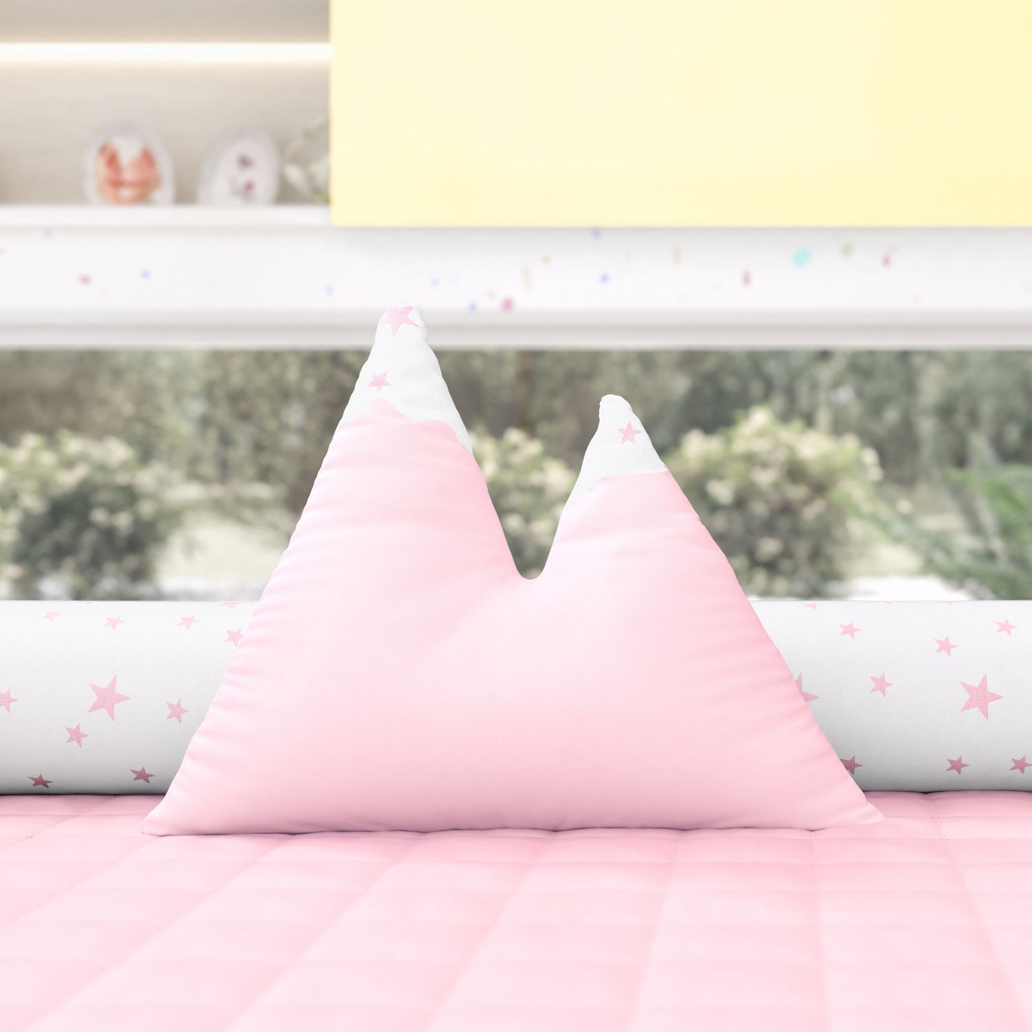 Almofada Montanhas Estrelinhas Amarelo 39cm