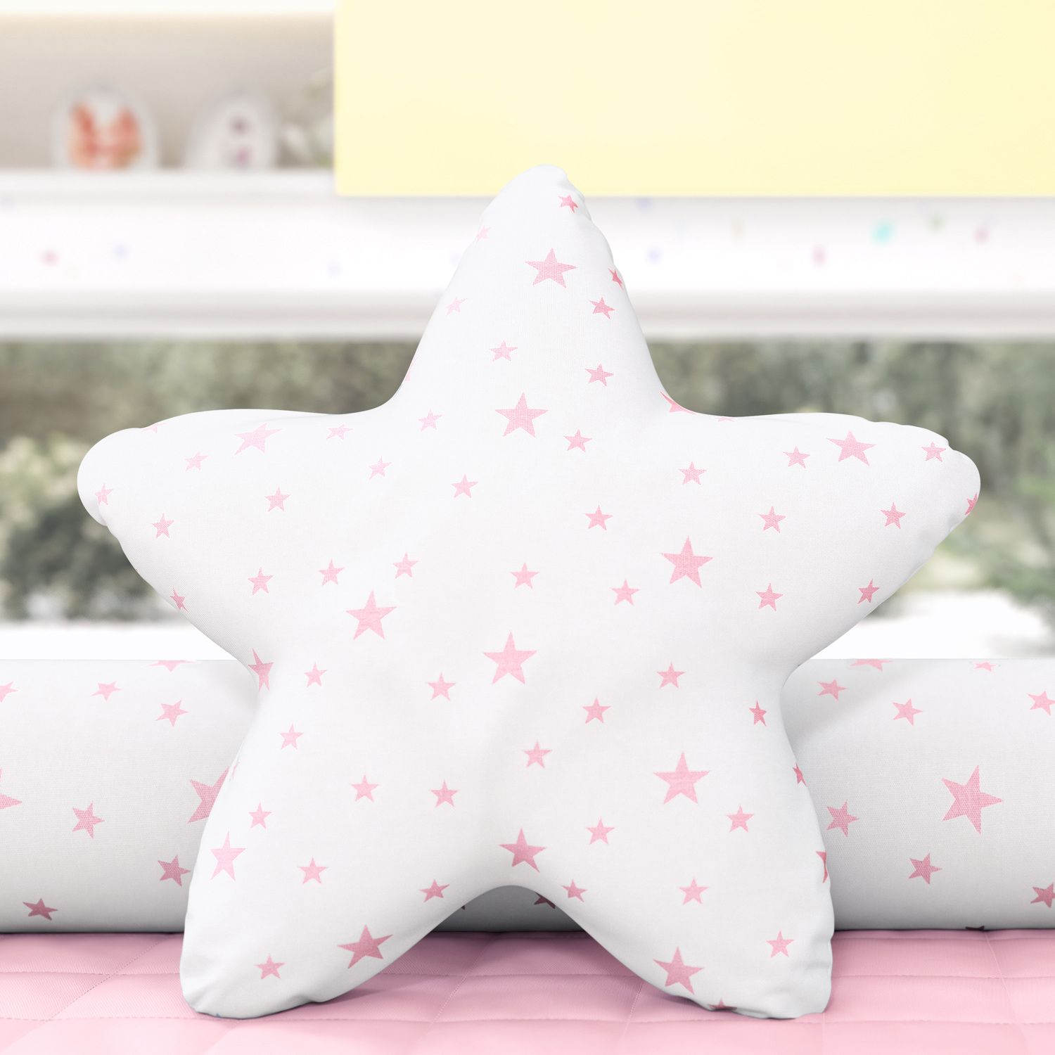 Almofada Estrela Estampada Amarelo 30cm