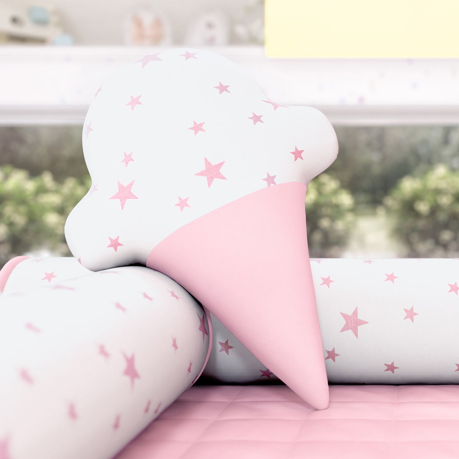 Almofada Sorvete Estrelinhas Azul Marinho