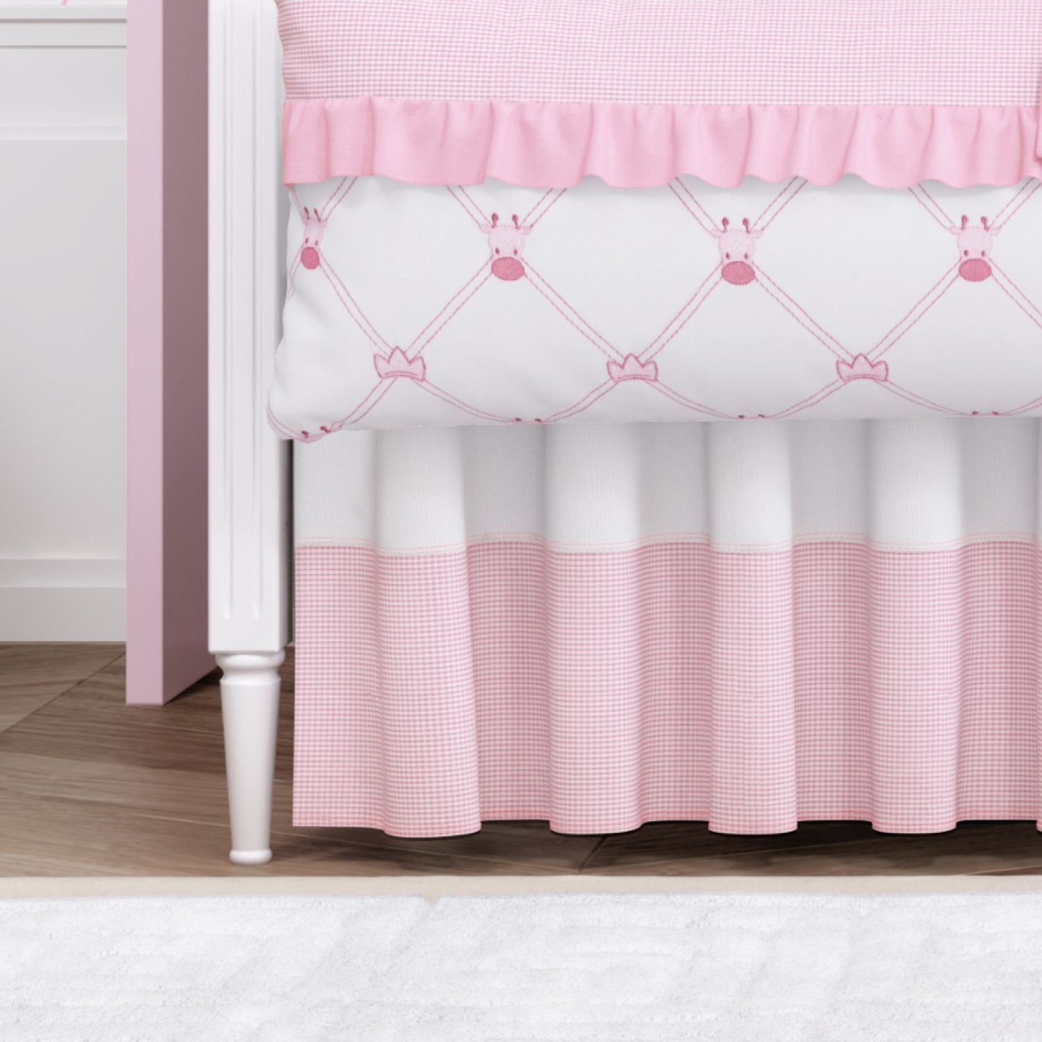 Saia de Berço Barra Xadrez Bege