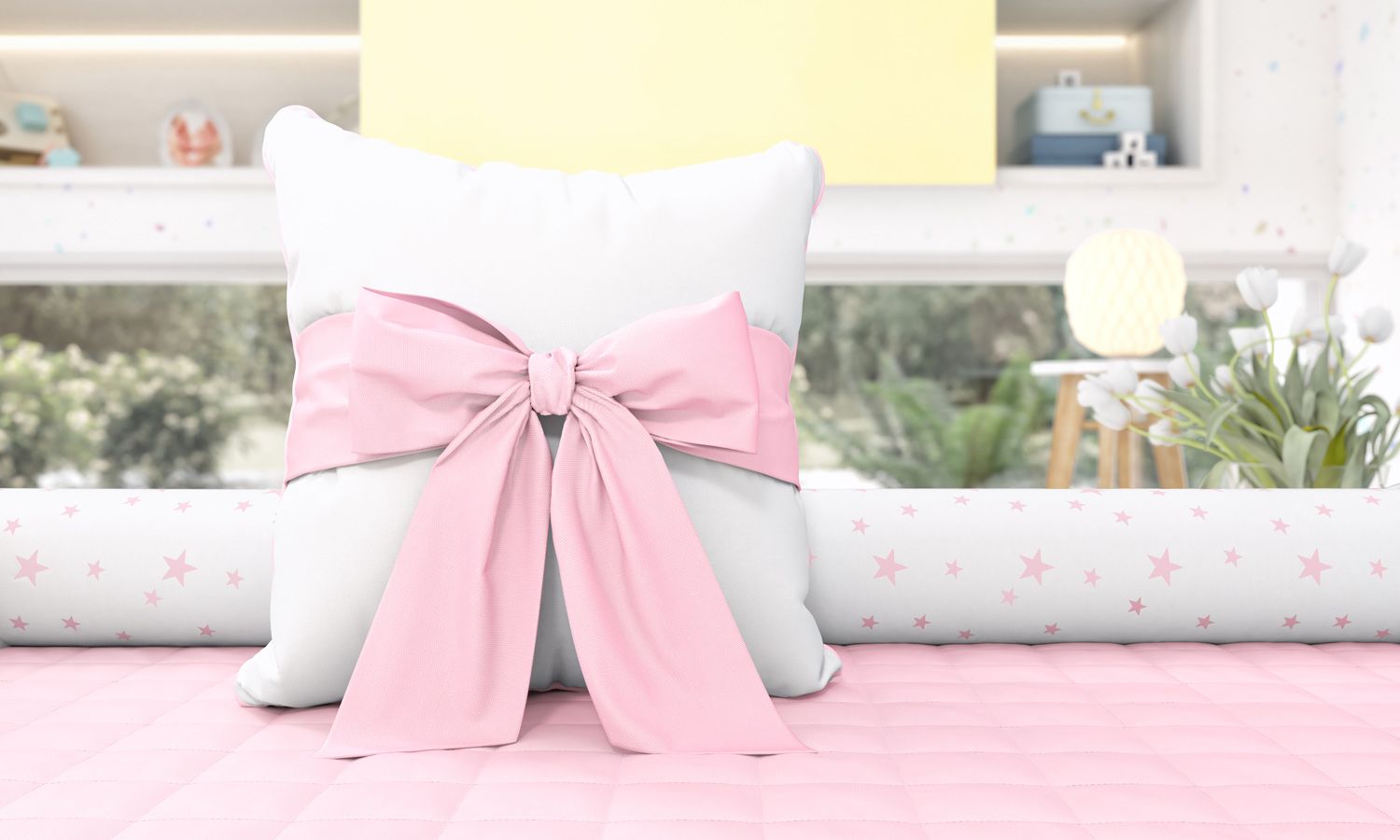 Almofada Laço Amarelo 38cm