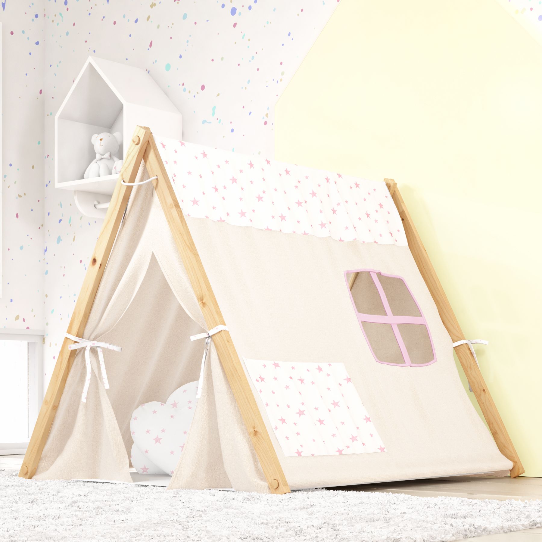 Cabana Quarto de Bebê Estrelinhas Rosa